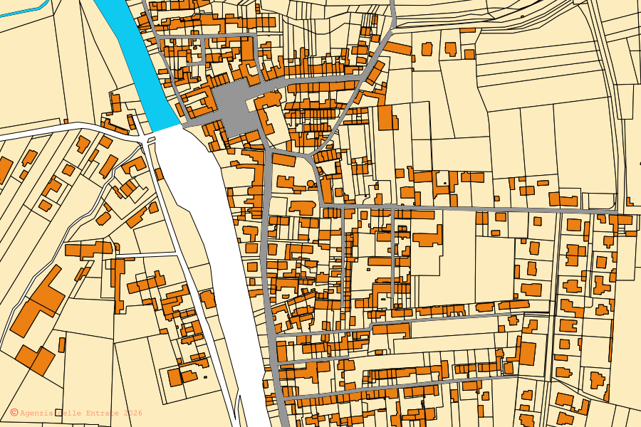 Mappa catastale del centro di Cervesina: particelle e fabbricati, cartografia Agenzia delle Entrate
