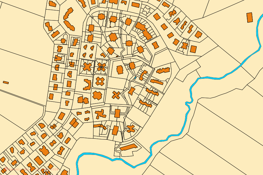 Mappa catastale del centro di Cerveteri: particelle e fabbricati, cartografia Agenzia delle Entrate