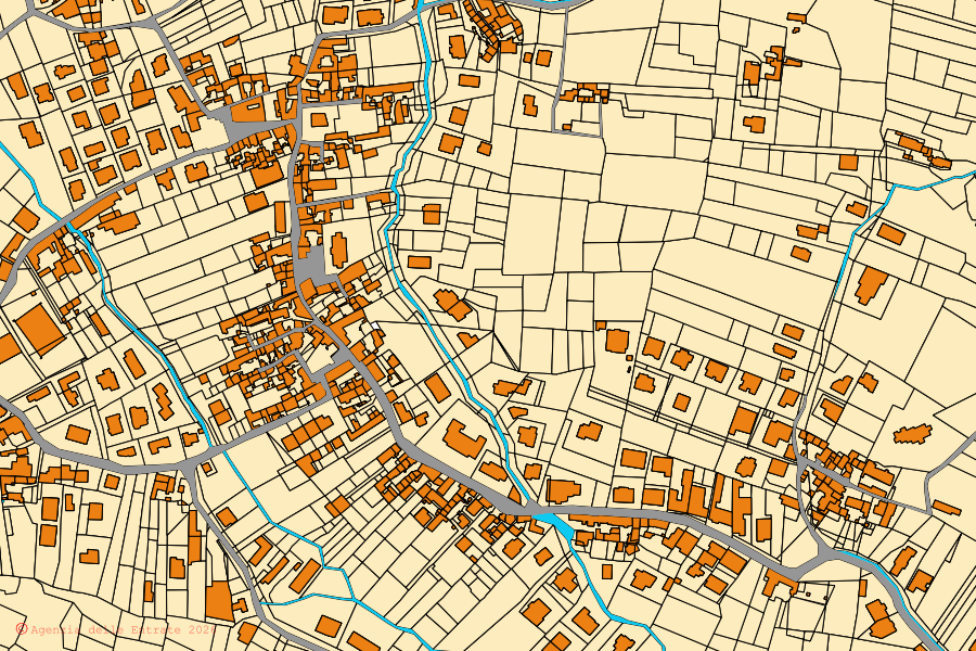 Mappa catastale del centro di Cervino: particelle e fabbricati, cartografia Agenzia delle Entrate