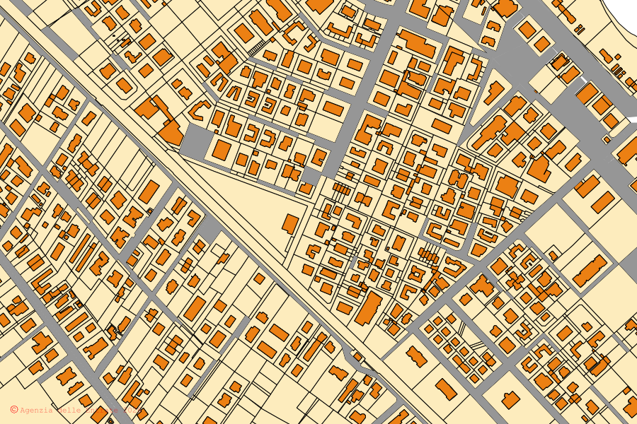Mappa catastale del centro di Cesenatico: particelle e fabbricati, cartografia Agenzia delle Entrate