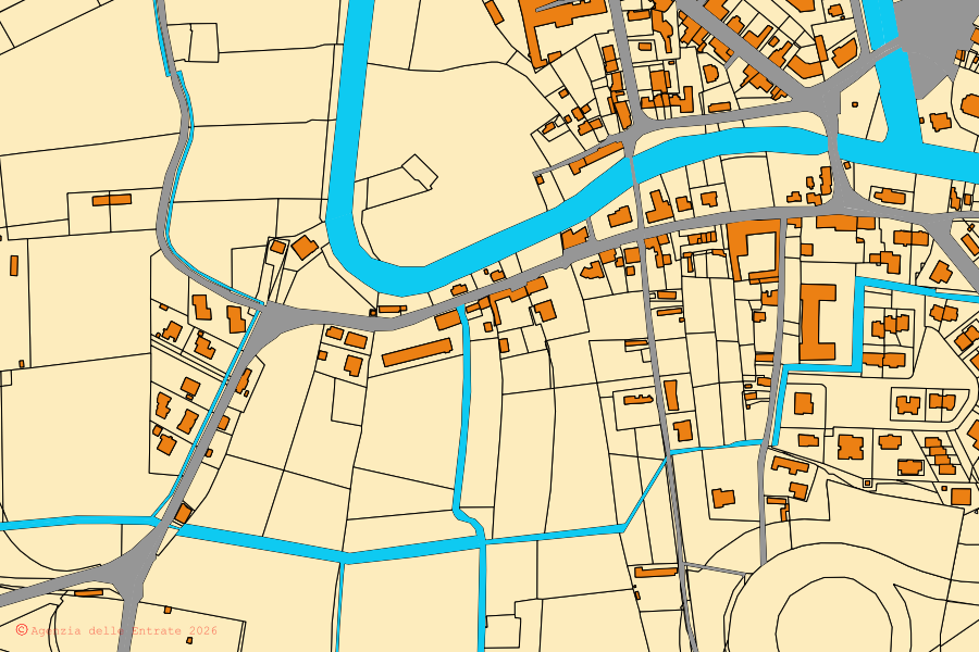 Mappa catastale del centro di Cessalto: particelle e fabbricati, cartografia Agenzia delle Entrate
