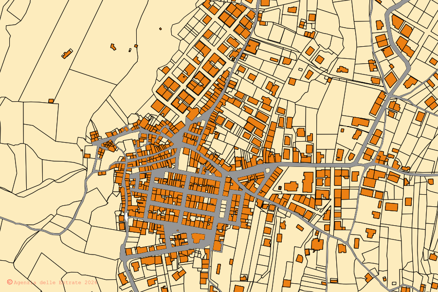Mappa catastale del centro di Cessaniti: particelle e fabbricati, cartografia Agenzia delle Entrate