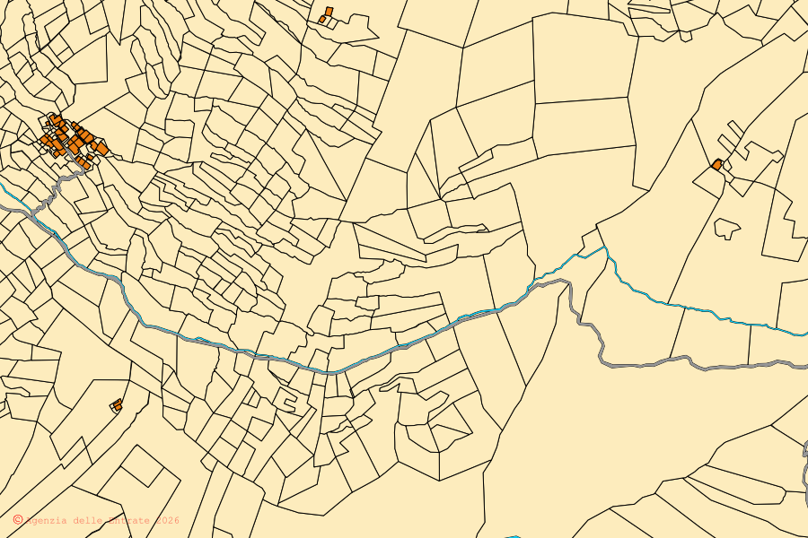 Mappa catastale del centro di Challand-Saint-Victor: particelle e fabbricati, cartografia Agenzia delle Entrate