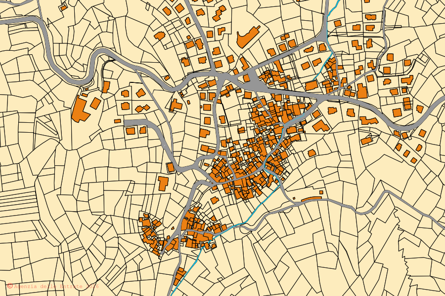 Mappa catastale del centro di Charvensod: particelle e fabbricati, cartografia Agenzia delle Entrate
