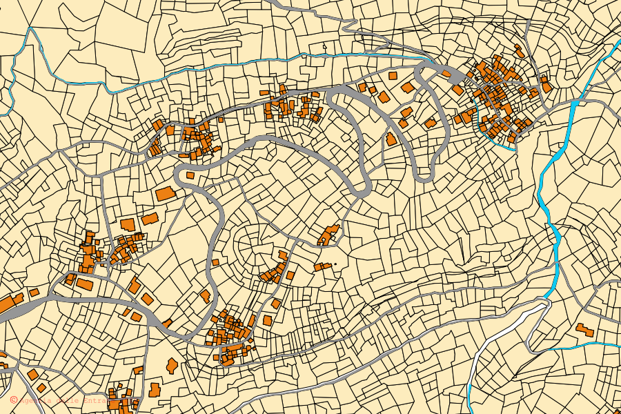 Mappa catastale del centro di Châtillon: particelle e fabbricati, cartografia Agenzia delle Entrate