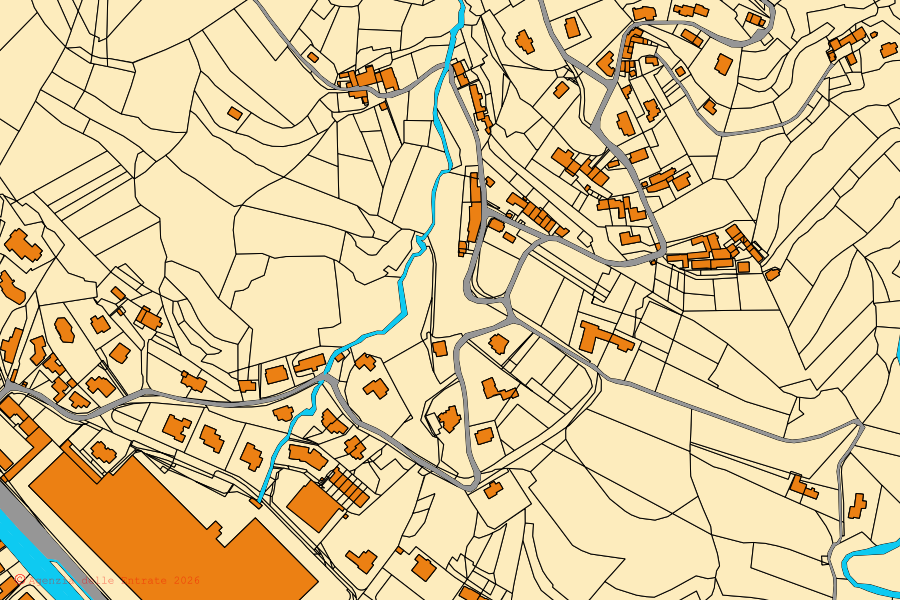 Mappa catastale del centro di Chiampo: particelle e fabbricati, cartografia Agenzia delle Entrate