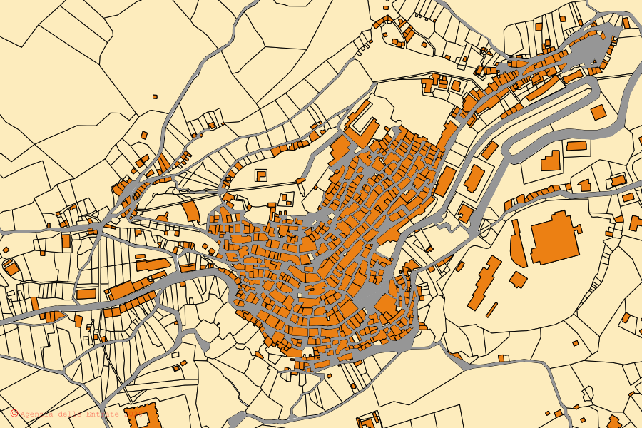 Mappa catastale del centro di Chiaromonte: particelle e fabbricati, cartografia Agenzia delle Entrate