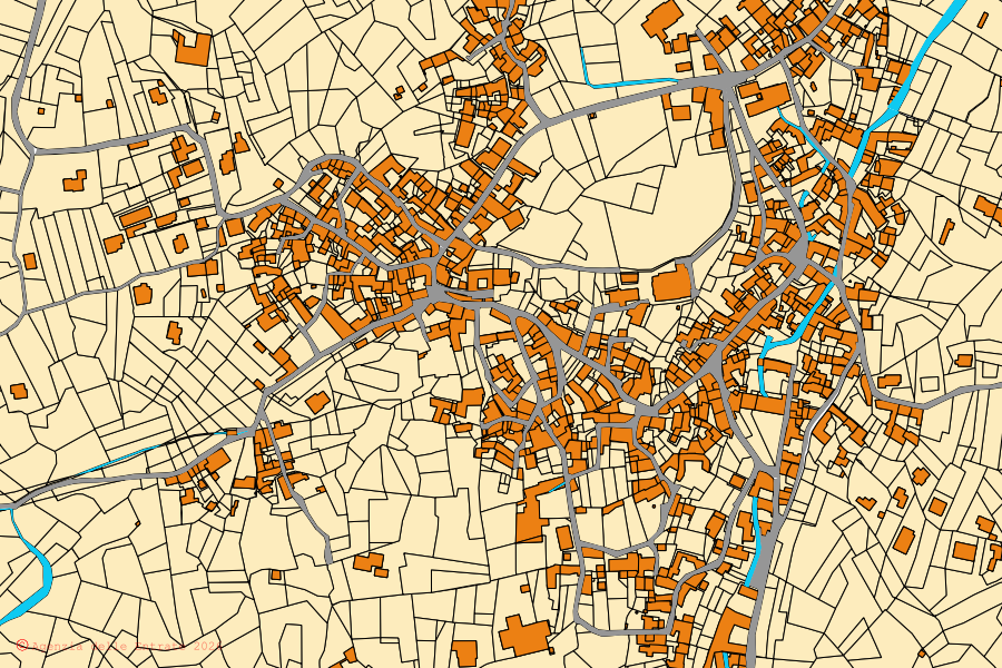 Mappa catastale del centro di Chiaverano: particelle e fabbricati, cartografia Agenzia delle Entrate