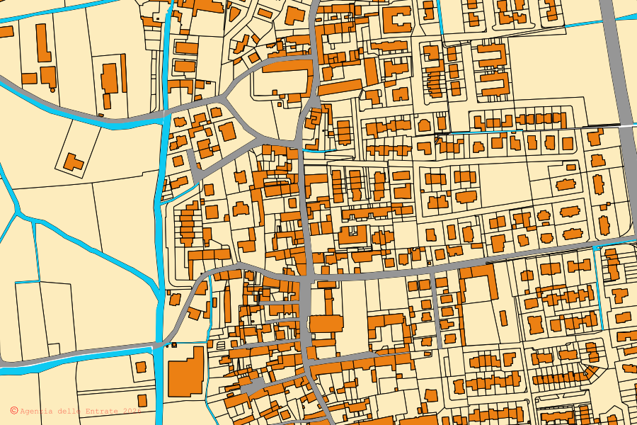 Mappa catastale del centro di Chieve: particelle e fabbricati, cartografia Agenzia delle Entrate