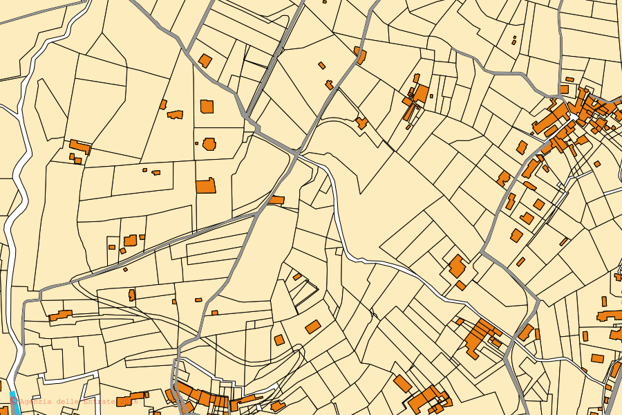 Mappa catastale del centro di Chiuduno: particelle e fabbricati, cartografia Agenzia delle Entrate