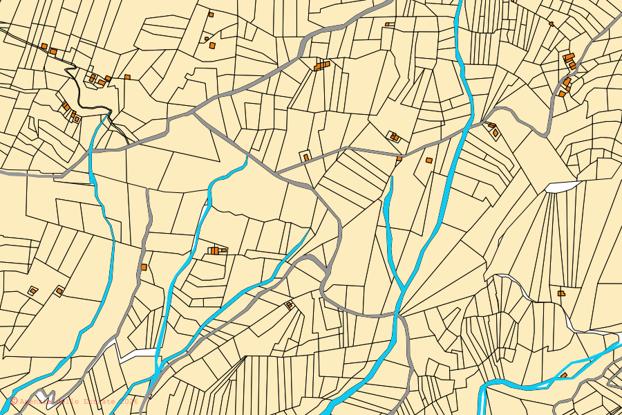 Mappa catastale del centro di Chiuro: particelle e fabbricati, cartografia Agenzia delle Entrate