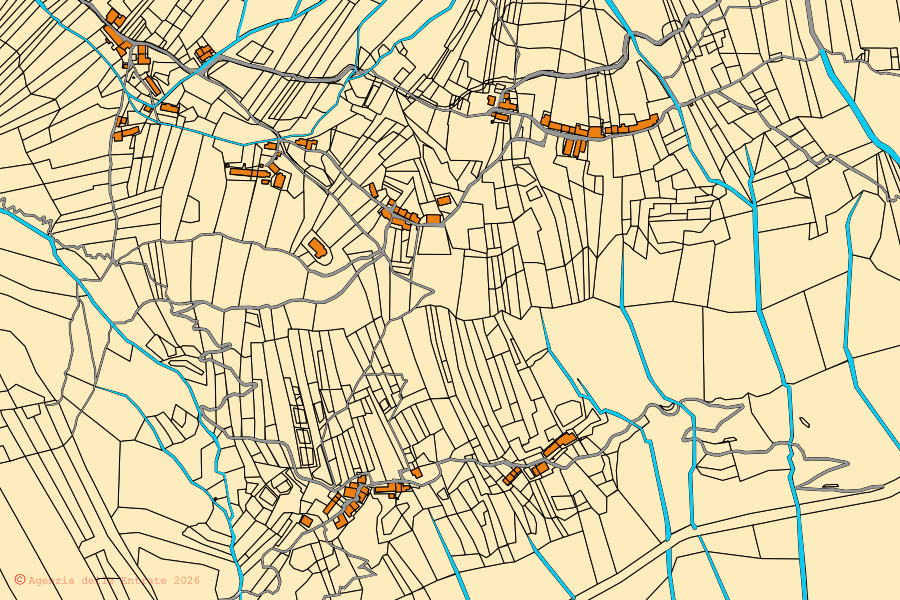 Mappa catastale del centro di Chiusaforte: particelle e fabbricati, cartografia Agenzia delle Entrate