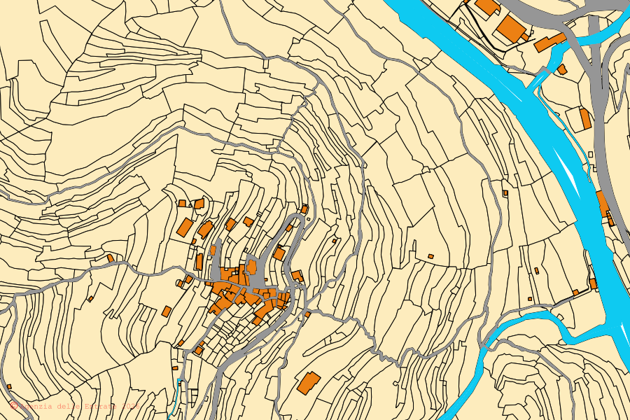 Mappa catastale del centro di Chiusavecchia: particelle e fabbricati, cartografia Agenzia delle Entrate