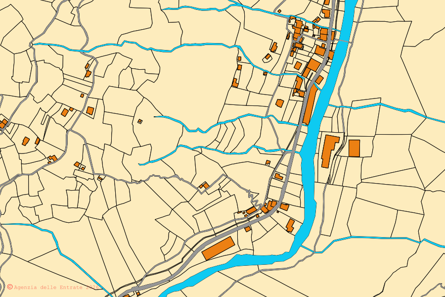 Mappa catastale del centro di Cicagna: particelle e fabbricati, cartografia Agenzia delle Entrate