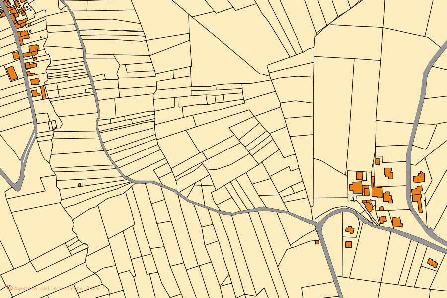 Mappa catastale del centro di Cigognola: particelle e fabbricati, cartografia Agenzia delle Entrate