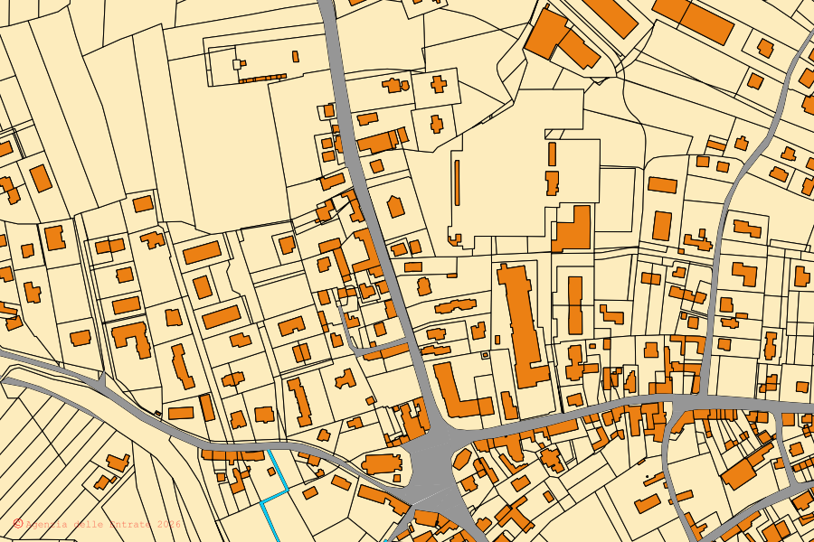 Mappa catastale del centro di Cimadolmo: particelle e fabbricati, cartografia Agenzia delle Entrate