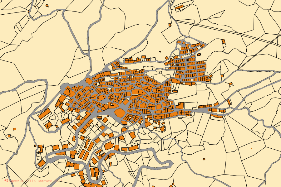 Mappa catastale del centro di Ciminà: particelle e fabbricati, cartografia Agenzia delle Entrate