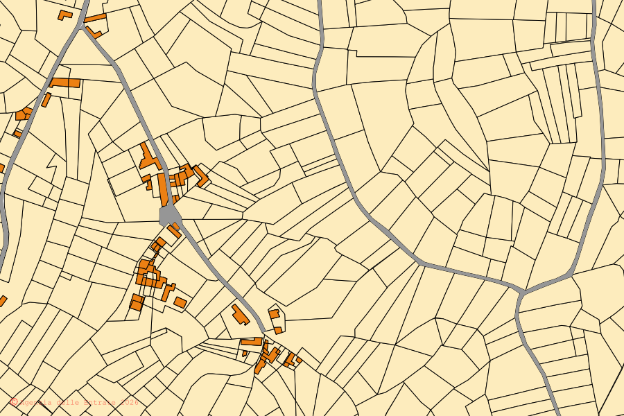 Mappa catastale del centro di Cinaglio: particelle e fabbricati, cartografia Agenzia delle Entrate