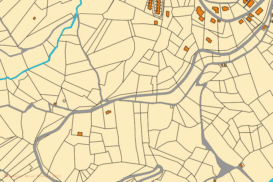 Mappa catastale del centro di Cineto Romano: particelle e fabbricati, cartografia Agenzia delle Entrate