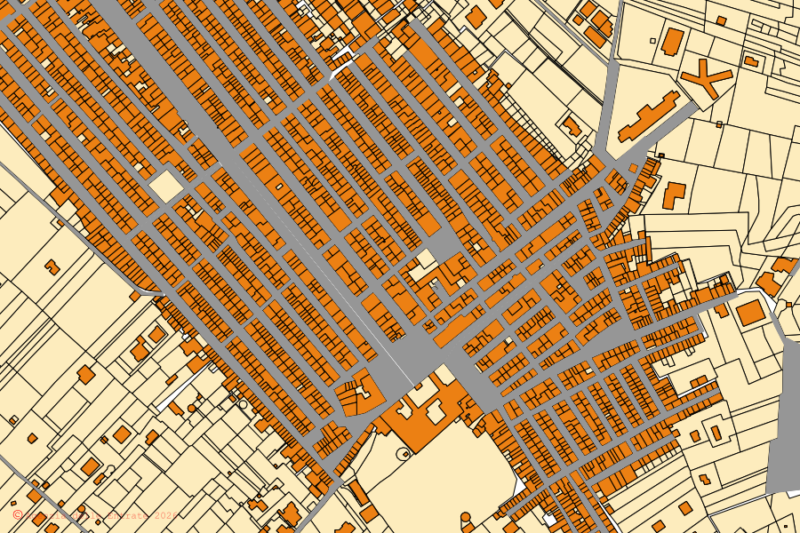 Mappa catastale del centro di Cinisi: particelle e fabbricati, cartografia Agenzia delle Entrate