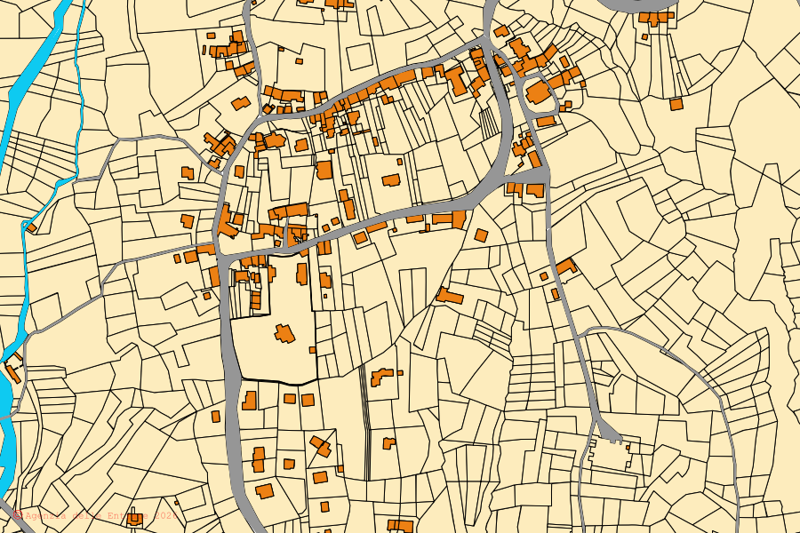 Mappa catastale del centro di Cintano: particelle e fabbricati, cartografia Agenzia delle Entrate