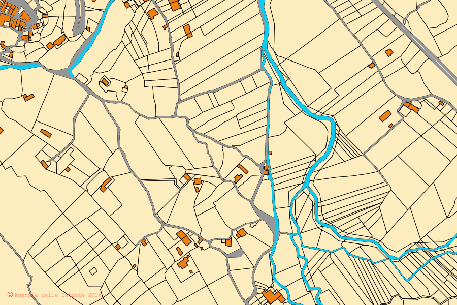 Mappa catastale del centro di Ciorlano: particelle e fabbricati, cartografia Agenzia delle Entrate