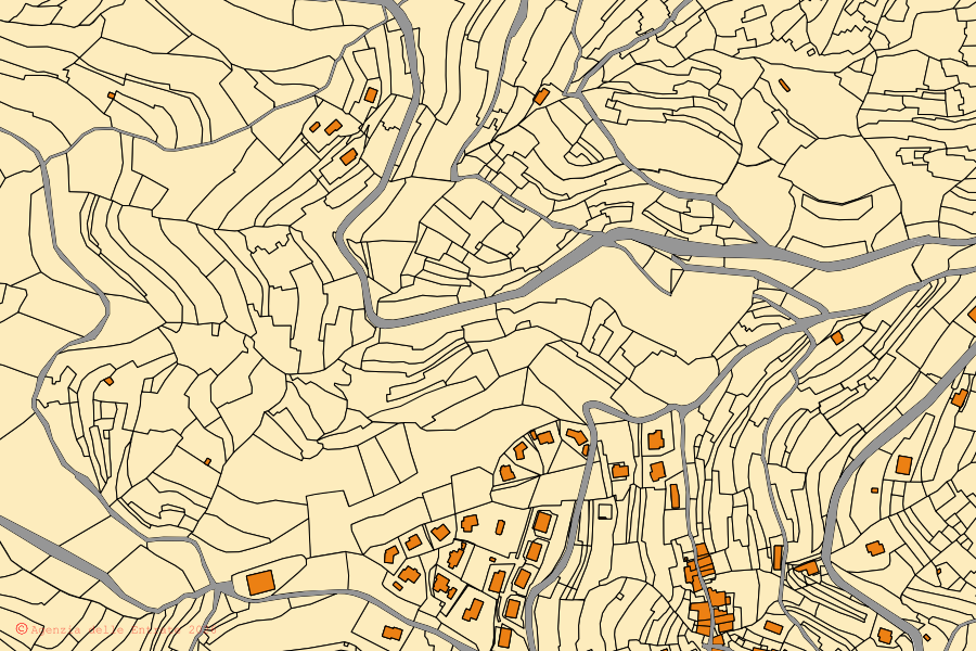 Mappa catastale del centro di Cipressa: particelle e fabbricati, cartografia Agenzia delle Entrate