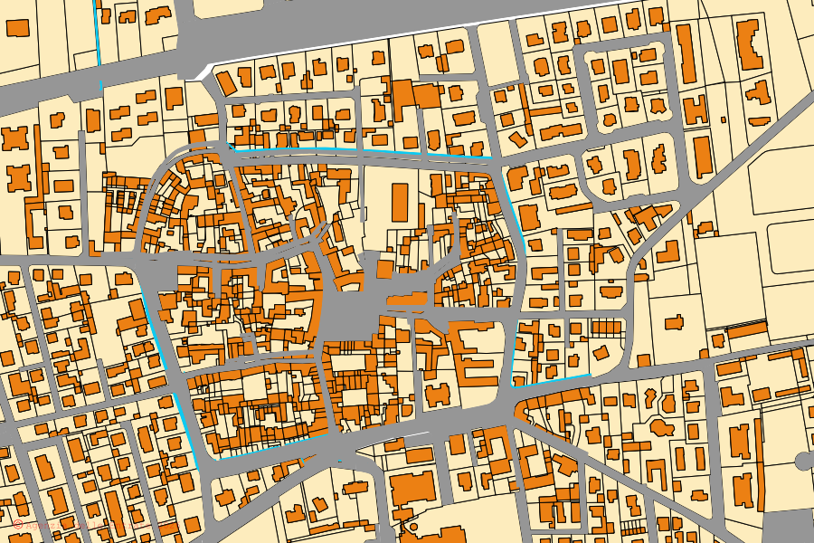 Mappa catastale del centro di Ciserano: particelle e fabbricati, cartografia Agenzia delle Entrate