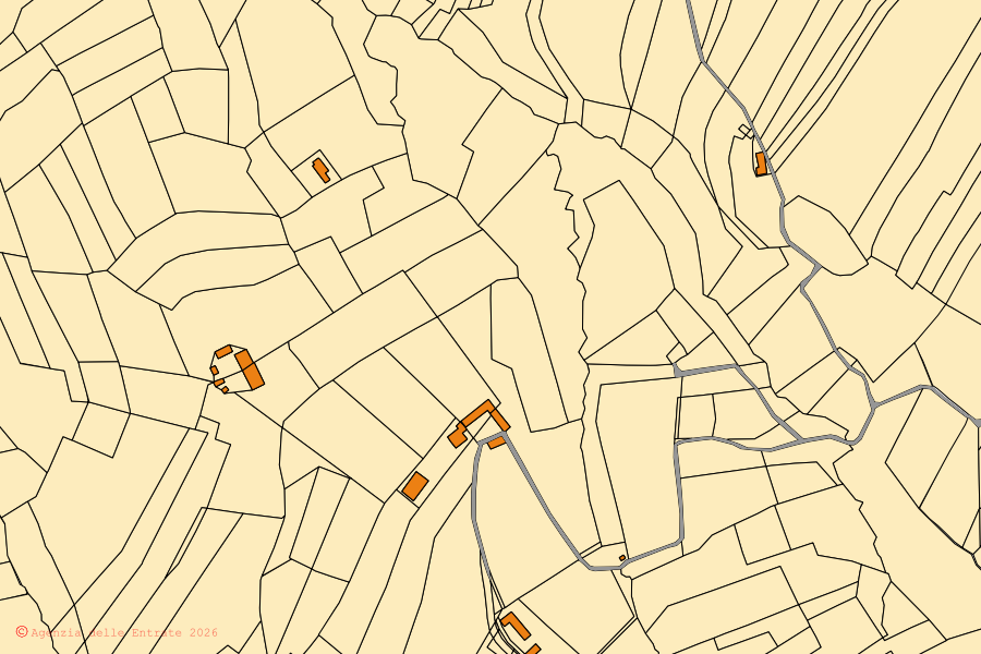 Mappa catastale del centro di Cissone: particelle e fabbricati, cartografia Agenzia delle Entrate