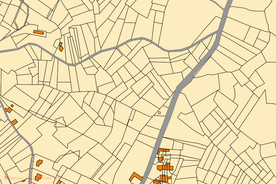 Mappa catastale del centro di Cisterna d'Asti: particelle e fabbricati, cartografia Agenzia delle Entrate
