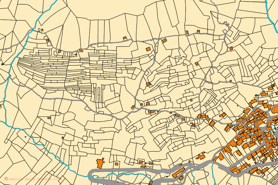 Mappa catastale del centro di Civiasco: particelle e fabbricati, cartografia Agenzia delle Entrate