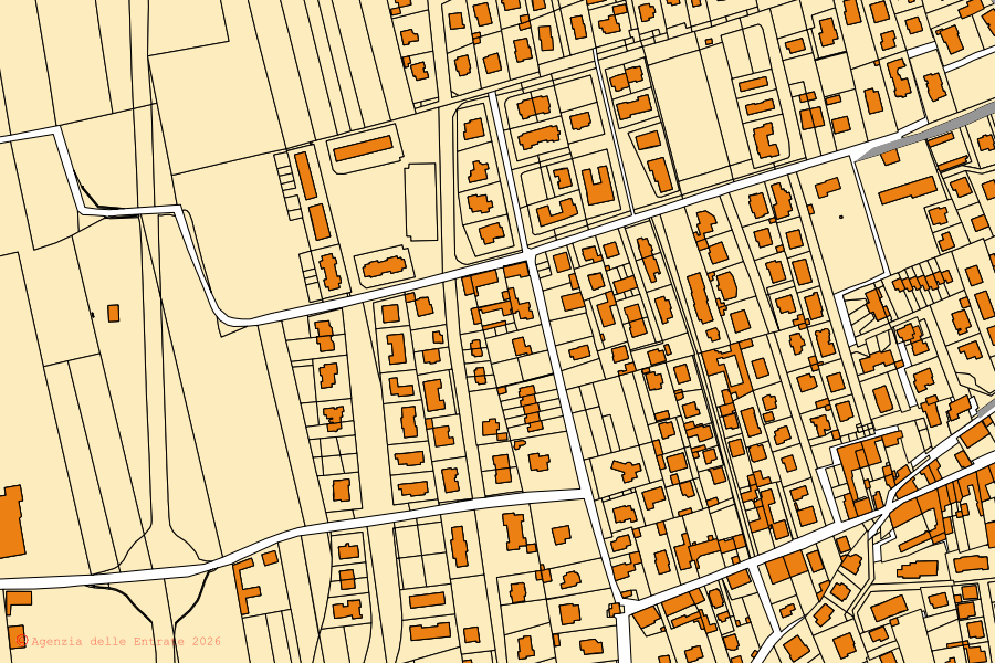 Mappa catastale del centro di Cividate al Piano: particelle e fabbricati, cartografia Agenzia delle Entrate