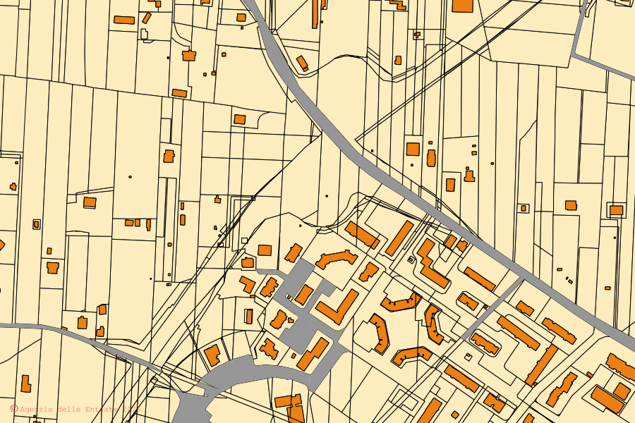Mappa catastale del centro di Civita Castellana: particelle e fabbricati, cartografia Agenzia delle Entrate