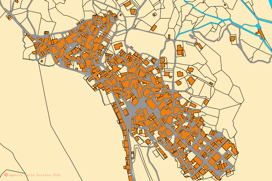 Mappa catastale del centro di Civita: particelle e fabbricati, cartografia Agenzia delle Entrate