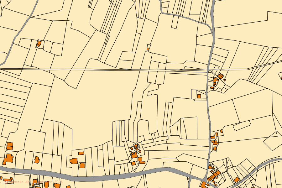 Mappa catastale del centro di Civitaquana: particelle e fabbricati, cartografia Agenzia delle Entrate