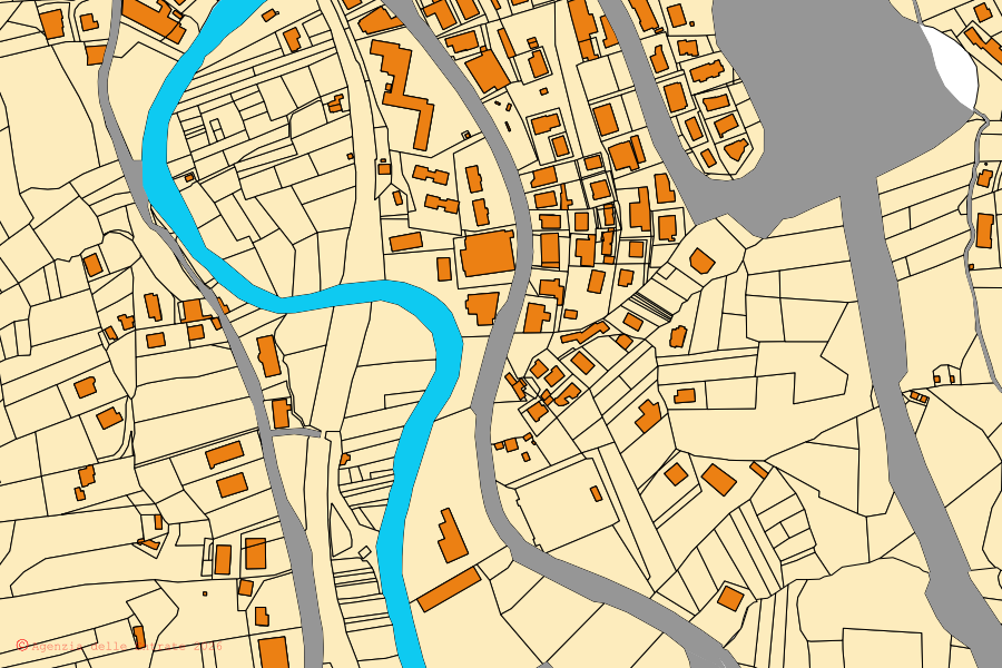 Mappa catastale del centro di Civitella Roveto: particelle e fabbricati, cartografia Agenzia delle Entrate