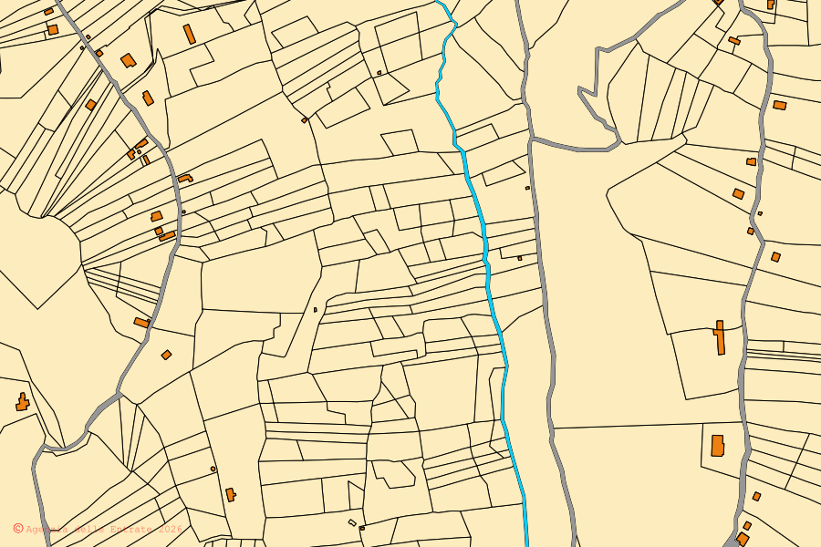 Mappa catastale del centro di Civitella San Paolo: particelle e fabbricati, cartografia Agenzia delle Entrate