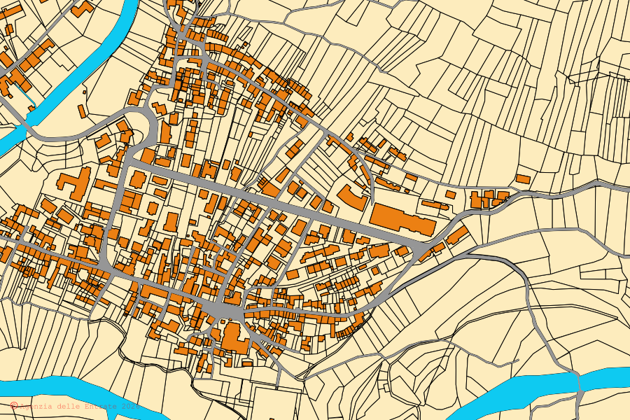 Mappa catastale del centro di Claut: particelle e fabbricati, cartografia Agenzia delle Entrate