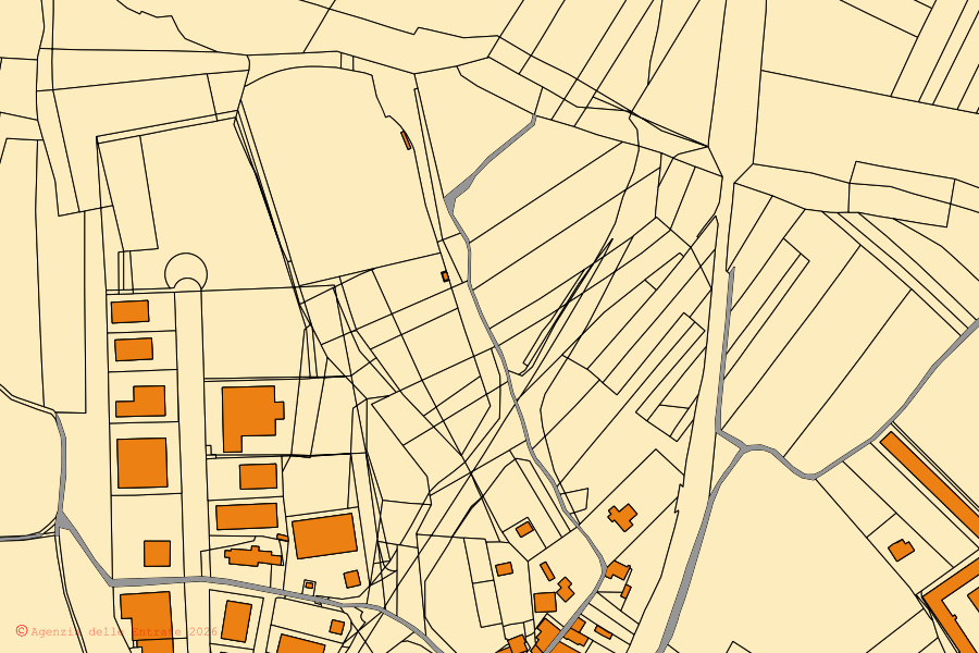 Mappa catastale del centro di Clavesana: particelle e fabbricati, cartografia Agenzia delle Entrate