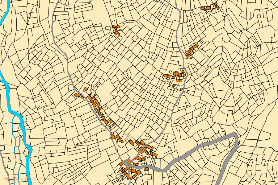 Mappa catastale del centro di Coassolo Torinese: particelle e fabbricati, cartografia Agenzia delle Entrate