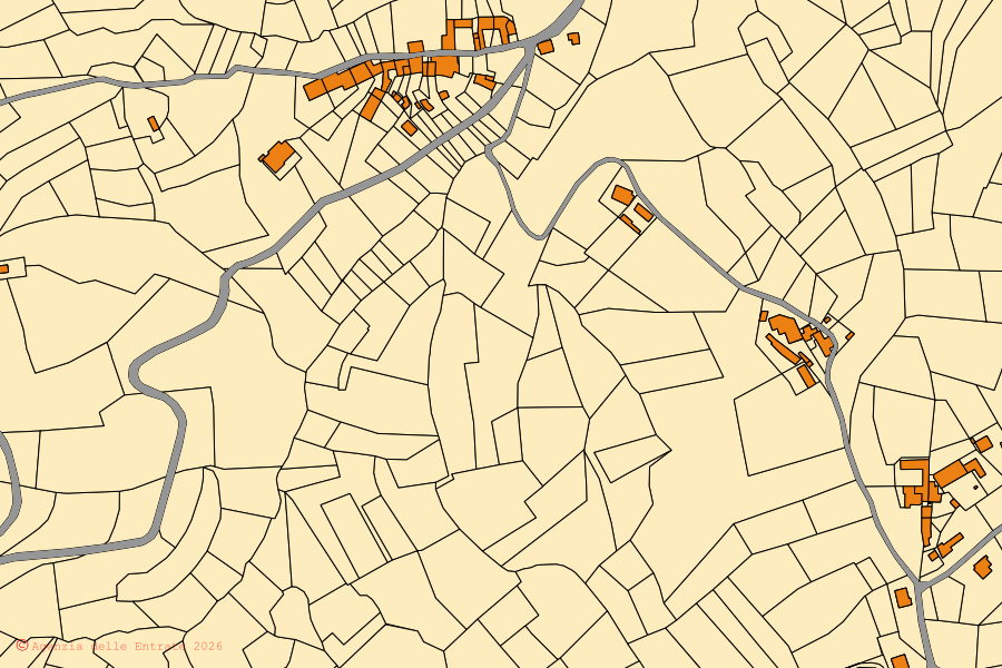Mappa catastale del centro di Cocconato: particelle e fabbricati, cartografia Agenzia delle Entrate