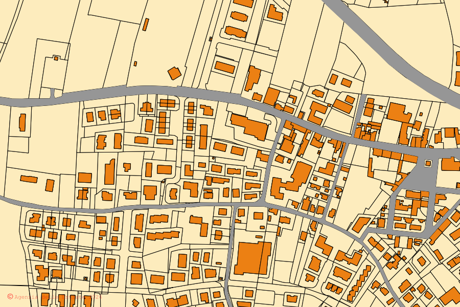 Mappa catastale del centro di Codevigo: particelle e fabbricati, cartografia Agenzia delle Entrate