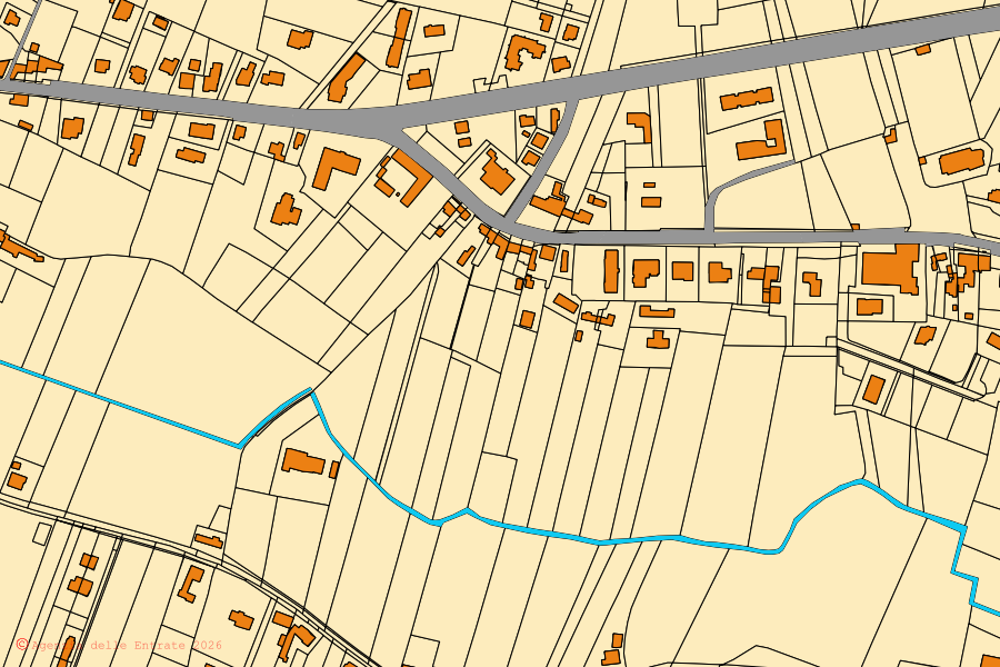 Mappa catastale del centro di Codognè: particelle e fabbricati, cartografia Agenzia delle Entrate