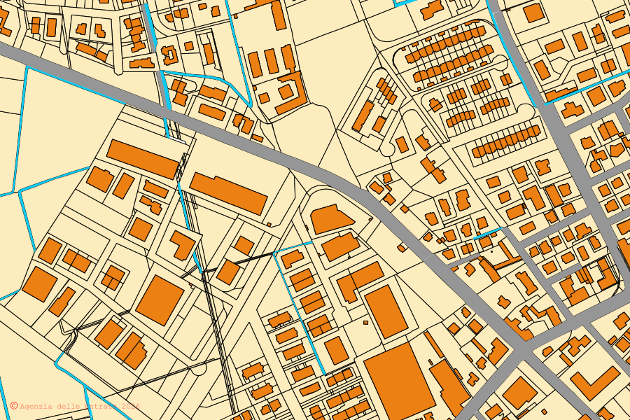 Mappa catastale del centro di Codogno: particelle e fabbricati, cartografia Agenzia delle Entrate