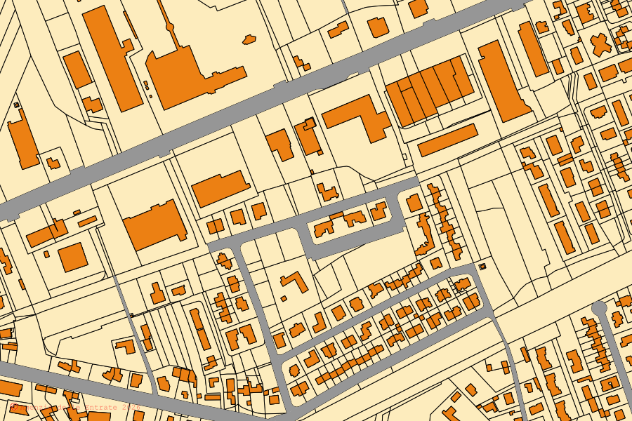Mappa catastale del centro di Codroipo: particelle e fabbricati, cartografia Agenzia delle Entrate