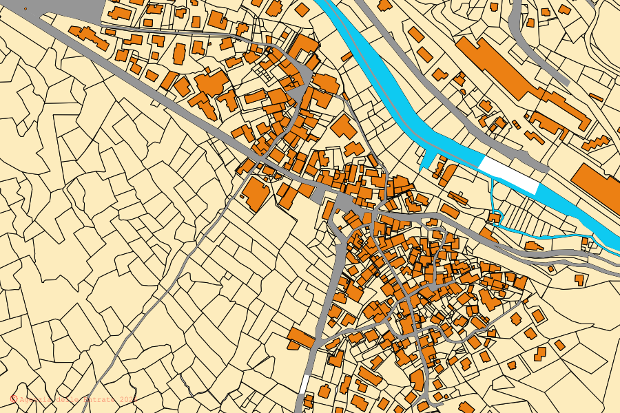 Mappa catastale del centro di Cogne: particelle e fabbricati, cartografia Agenzia delle Entrate