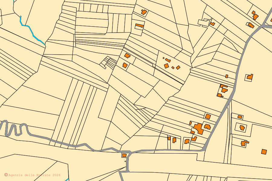 Mappa catastale del centro di Colfelice: particelle e fabbricati, cartografia Agenzia delle Entrate