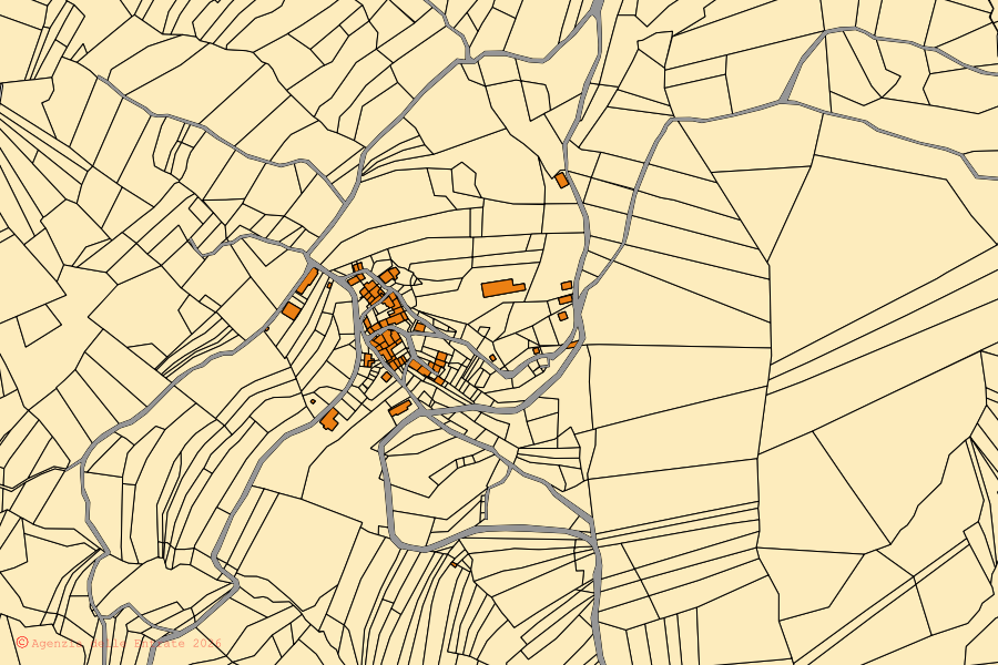 Mappa catastale del centro di Coli: particelle e fabbricati, cartografia Agenzia delle Entrate