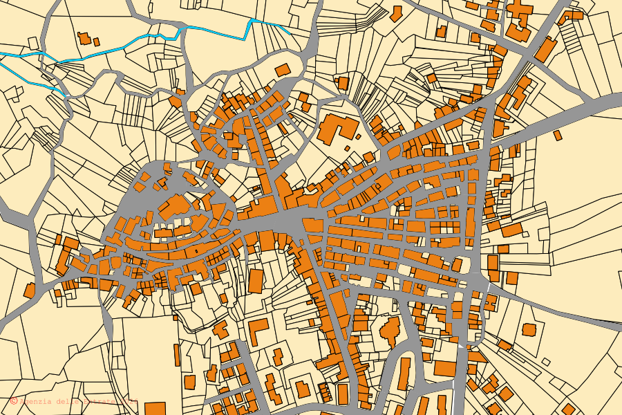 Mappa catastale del centro di Colle Sannita: particelle e fabbricati, cartografia Agenzia delle Entrate