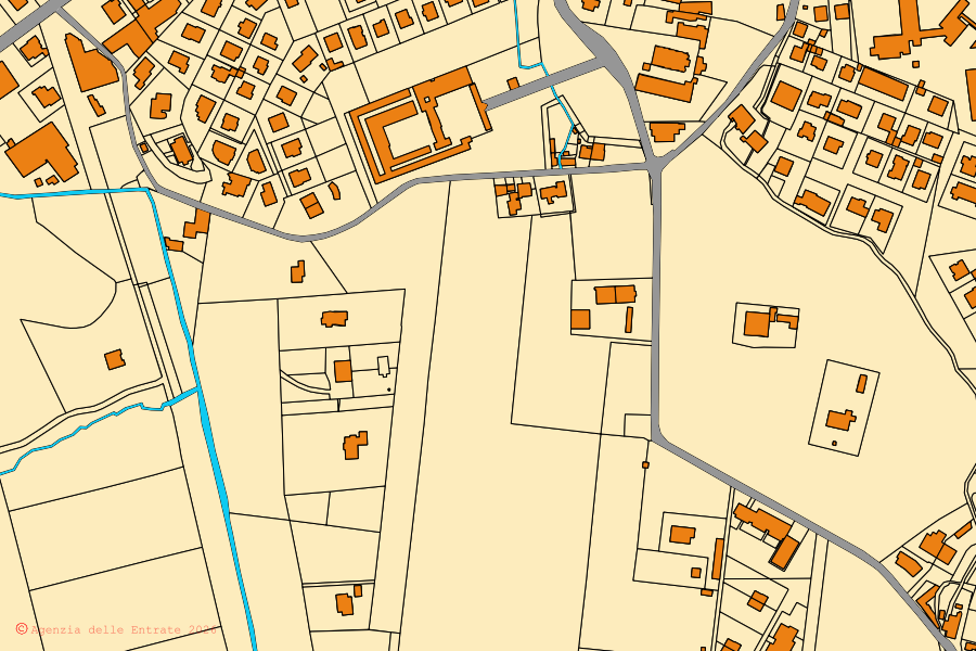Mappa catastale del centro di Collecchio: particelle e fabbricati, cartografia Agenzia delle Entrate